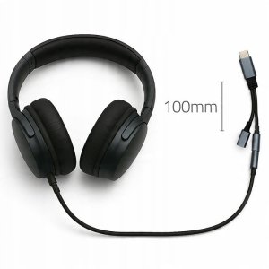 Adapter USB Qoltec USB-C - Jack 3.5mm + USB-C Szary  (51785) 2