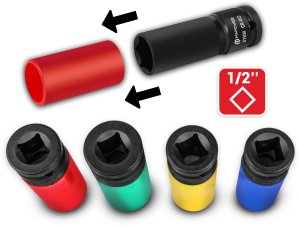 NASADKI UDAROWE 1/2 ZESTAW NASADEK DO FELG ALUMINIOWYCH DŁUGIE 17 19 21 22 3