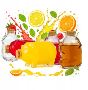 5x Butelki Szklane Świnka George 350ml na Nalewki Alkohol Prezent Pojemnik 1