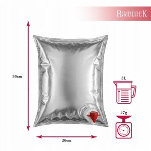 50x Worki Na Sok 3L Z Kranem METALIZOWANY Worek Na Soki MOCNY Bag in Box 9