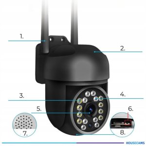 Zewnętrzna Kamera Obrotowa 8MPx IP Wi-Fi ULTRA HD Funkcje AI AUDIO CZARNA 4