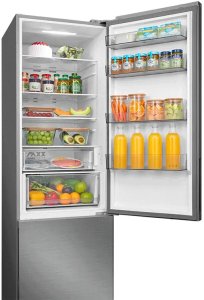 Lodówka Midea Refrigerator | MDRB600MME46 | Energy efficiency class E | Free standing | Combi | Height 201 cm | No Frost system | Fridge net capacity 313 L | Freezer net capacity 130 L | Display | 35 dB | Stainless steel 11