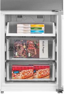 Lodówka Midea Refrigerator | MDRB600MME46 | Energy efficiency class E | Free standing | Combi | Height 201 cm | No Frost system | Fridge net capacity 313 L | Freezer net capacity 130 L | Display | 35 dB | Stainless steel 16