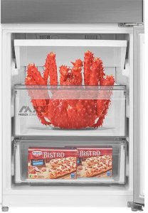 Lodówka Midea Refrigerator | MDRB600MME46 | Energy efficiency class E | Free standing | Combi | Height 201 cm | No Frost system | Fridge net capacity 313 L | Freezer net capacity 130 L | Display | 35 dB | Stainless steel 18
