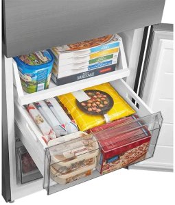 Lodówka Midea Refrigerator | MDRB600MME46 | Energy efficiency class E | Free standing | Combi | Height 201 cm | No Frost system | Fridge net capacity 313 L | Freezer net capacity 130 L | Display | 35 dB | Stainless steel 20