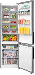 Lodówka Midea Refrigerator | MDRB600MME46 | Energy efficiency class E | Free standing | Combi | Height 201 cm | No Frost system | Fridge net capacity 313 L | Freezer net capacity 130 L | Display | 35 dB | Stainless steel 5