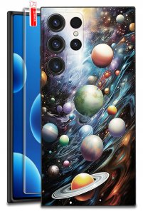ETUI do Samsung Galaxy S24 Ultra | WZORY | SILIKONOWE MATT CASE + SZKŁO 9H 1