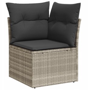 vidaXL 9-częściowy zestaw sof ogrodowych z poduszkami jasnoszary polirattan 8