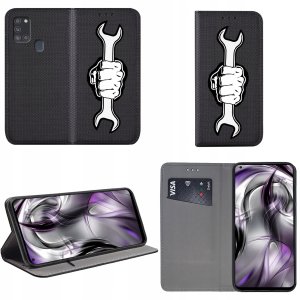 krainaGSM Etui do Samsung Galaxy A21s MAGNET WZORY CASE PORTFEL + SZKŁO 9H 2