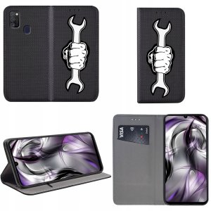 krainaGSM Etui do Samsung Galaxy M21 MAGNET WZORY CASE PORTFEL + SZKŁO 9H 2