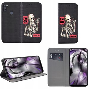 Etui do Samsung Galaxy M11 MAGNET WZORY CASE PORTFEL + SZKŁO 9H 2
