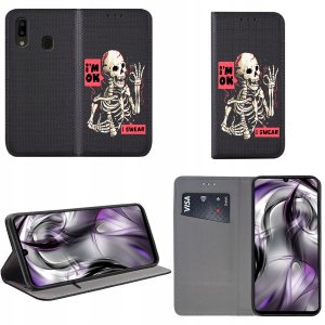 krainaGSM Etui do Samsung Galaxy A20e MAGNET WZORY CASE PORTFEL + SZKŁO 9H 2