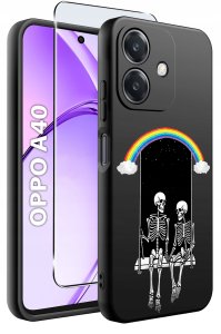 Etui do Oppo A40 | A40M | WZORY | SILIKONOWE MATT SZKŁO 9H 2