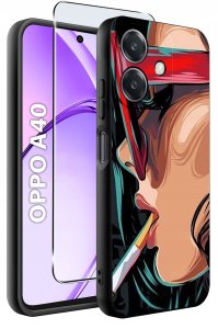 Etui do Oppo A40 | A40M | WZORY | SILIKONOWE MATT SZKŁO 9H 2