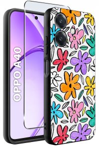 Etui do Oppo A40 | A40M | WZORY | SILIKONOWE MATT SZKŁO 9H 2