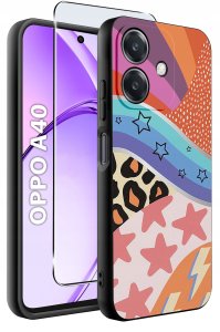Etui do Oppo A40 | A40M | WZORY | SILIKONOWE MATT SZKŁO 9H 2