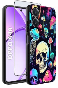 Etui do Oppo A40 | A40M | WZORY | SILIKONOWE MATT SZKŁO 9H 2
