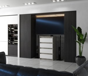 Nowoczesna Komoda 4 Szuflady Beton Biały Mat Hugo 60cm Pojemna Szafka Rtv 2