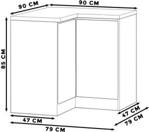 Szafka Kuchenna Stojąca Bella Narożna Z Blatem 90x90 Szary Biały Mat 2