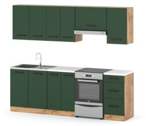 Meble Kuchenne Nowoczesne Modułowe 2.4m Kuchnia Mokka Butelkowa Zieleń 2