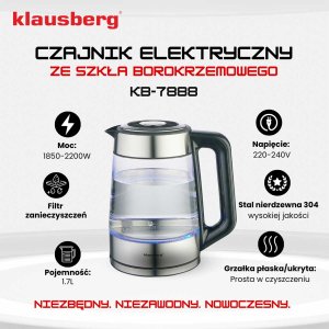 Czajnik Klausberg KB-7888 Srebrny 13