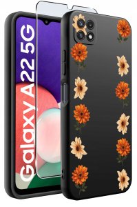 Etui do Samsung A22 5G WZORY |SILIKONOWE MATT CASE + SZKŁO 9H 2
