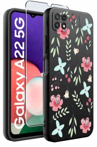 Etui do Samsung A22 5G WZORY |SILIKONOWE MATT CASE + SZKŁO 9H 2