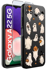 Etui do Samsung A22 5G WZORY |SILIKONOWE MATT CASE + SZKŁO 9H 2