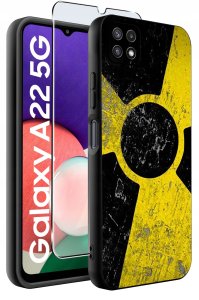 Etui do Samsung A22 5G WZORY |SILIKONOWE MATT CASE + SZKŁO 9H 2