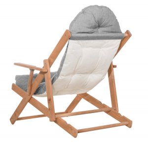 Leżak ogrodowy, drewniany Borneo 3-stopniowa regulacja i poduszka, balkonowy szary UNIWERSALNY 4