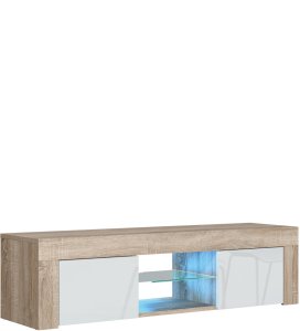 One Furniture Szafka RTV 130cm ONE FURNITURE - Dębow Laminat & Białe Drzwi 3