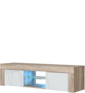 One Furniture Szafka RTV 130cm ONE FURNITURE - Dębow Laminat & Białe Drzwi 4