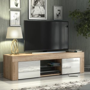 One Furniture Szafka RTV 130cm ONE FURNITURE - Dębow Laminat & Białe Drzwi 5