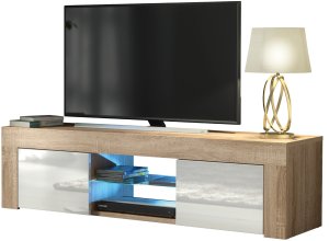 One Furniture Szafka RTV 130cm ONE FURNITURE - Dębow Laminat & Białe Drzwi 6