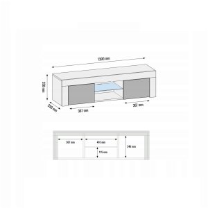 One Furniture Szafka RTV 130cm ONE FURNITURE - Dębow Laminat & Białe Drzwi 7