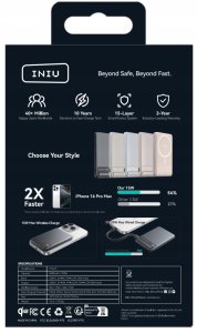INIU Powerbank MagPro Slim - magnetyczny powerbank bezprzewodowy 5000mAh czarny - Gwarancja bezpieczeństwa. Proste raty. Bezpłatna wysyłka od 170 zł. 9