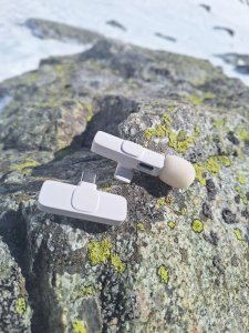 Mikrofon krawatowy bezprzewodowy Typ C podwójny (2 w zestawie) K1 biały 8