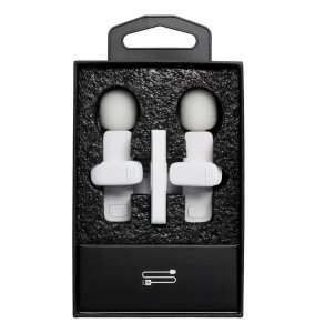 Mikrofon krawatowy bezprzewodowy Typ C podwójny (2 w zestawie) K1 biały 10