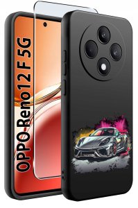 Etui do Oppo Reno 12 F 5G | 12 FS 5G WZORY |SILIKONOWE MATT CASE + SZKŁO 9H 2