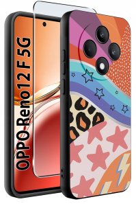 Etui do Oppo Reno 12 F 5G | 12 FS 5G WZORY |SILIKONOWE MATT CASE + SZKŁO 9H 2