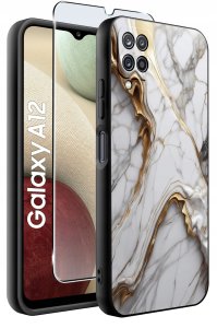 Etui do Samsung Galaxy A12|M12 WZORY |SILIKONOWE MATT CASE + SZKŁO 9H 2