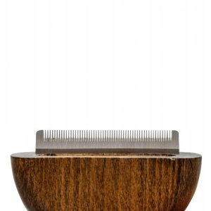 Ekskluzywny grzebie� 2 w 1, okr�g�y z z grzebieniem przeciwpchelnym, drewno bukowe, stal, plastik PP, �rednica 9,2cm 4