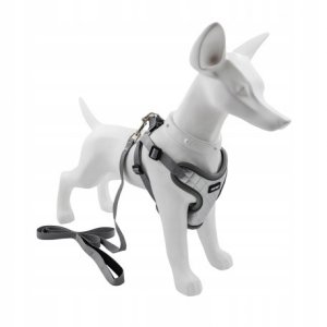 Zestaw, szelki+smycz, dla psa, srebrne, materia� nylon/PU, d�. smyczy 1,45m, rozmiar L 3