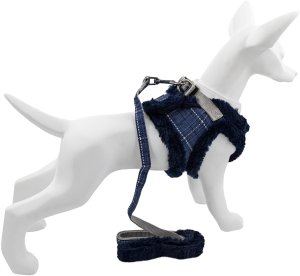 Zestaw, szelki+smycz, dla psa, granatowy, poliester/bawe�na, rozmiar L, ocieplane 3