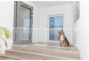 Barierka metalowa, z drzwiami, dla psa, bia�a, 62,5�300 � 76,5 cm 2