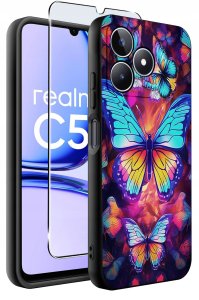 ETUI do Realme C51| C53 WZORY |SILIKONOWE MATT CASE + SZKŁO 9H 2