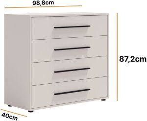 Komoda Modena K4SZ 100 cm w kolorze cashmere 2