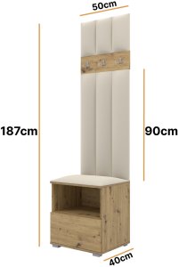 Tapicerowana garderoba Nela IV LUX - kolor dąb artisan + tkanina Trinity 01 2