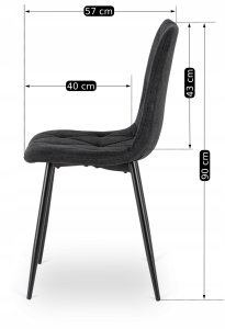 Zestaw Stół Rozkładany Kuchenny Krzesło Komplet Tapicerowane Czarne 6x 16