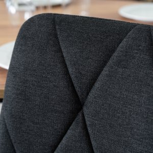 Zestaw Stół Rozkładany Kuchenny Krzesło Komplet Tapicerowane Czarne 6x 7